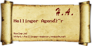 Hellinger Agenór névjegykártya